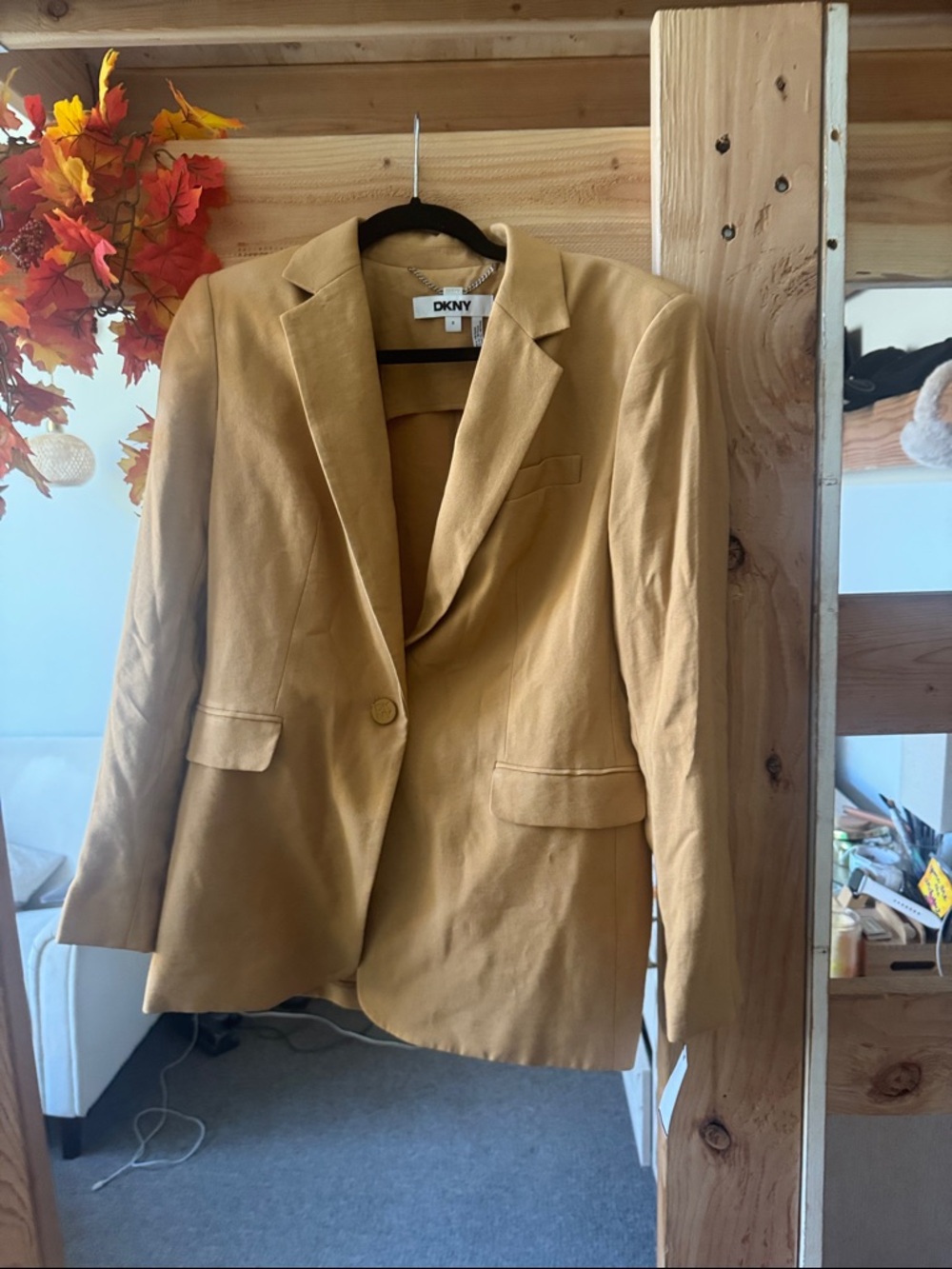 DKNY Golden Mustard Single-Button Blazer